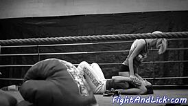 busty petite euro babe wrestles lesbian tits grinding close-up