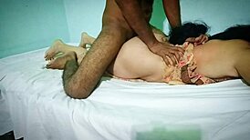 Desi boy fucks hot cute bhabhi doggystyle in dorm instead of husband