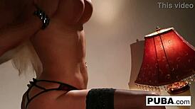 nikita von james is teasing her big tits in red lingerie