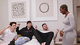 Innocent Ebony Fulfills Wild Gangbang Fantasy Double Pen Orgasm