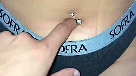 Obsessed with Fingering Her Sexy Latina Belly Button Up Close