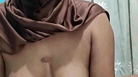 Sexy Arab Student Hijab Slut Masturbates Big Tits Ass With Dildo