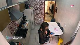 Thay Ksada Exits Shower In Nightgown For Delivery Boy