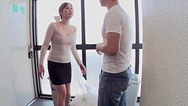 early morning trash run reveals playful neighbor's braless big tits begging for attention
