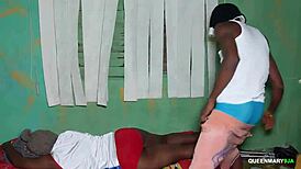 horny ebony neighbor spies on my wet pussy lips from her bed