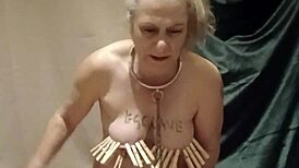 Bound french maid slut pisses chained in humiliation spanking bdsm torment