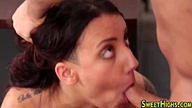 Vag Rubbing Teen 18+ Delivers Deepthroat Blowjob