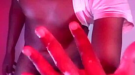 labeto strokes monster cock under red lights exploding huge cumshot load