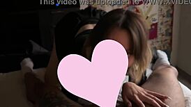 in the dorm the cute petite goth glasses girl deepthroats huge black cock while caressed lovingly part 1