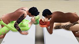 hey guys we hired these two sexy tattooed lingerie babes for missionary orgasm game in stockings! 🔥💦