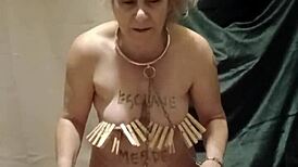 Bound french maid slut pisses chained in humiliation spanking bdsm torment