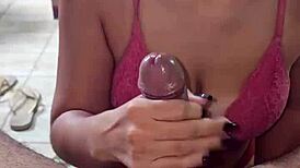 brazilian sailor wife pumps thick black cum from huge cock