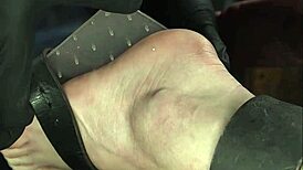 hey check this redhead slave gagging deep on dildo while bound in device bondage