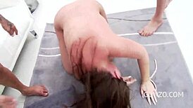 horny slut endures extreme triple anal double vaginal huge cock pounding dripping cum everywhere!!