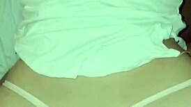 sexy filipina takes doggystyle double penetration from dick and vibrator in thong panties pov.
