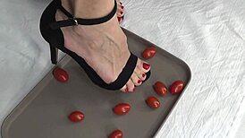 mature housewife tramples tomatoes barefoot fetish fun