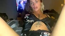 This horny emo 18-year-old british goth slut fucks her big tits and ass solo craving older cock