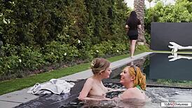 Petite Tgirl Tempts with Footjob Before Deep Sucking Shemale Cock Interracially