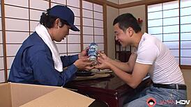 nozomi koizumi moans softly blowing her friend's cock with ball licks