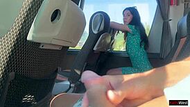 Pervert Flashes Dick on Bus Girl Grabs for Close-Up Jerkoff!