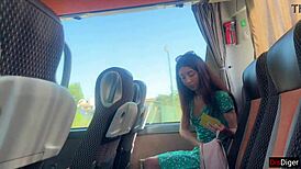 dude, you pull out your huge cock on this bus?? girl grabs it for deep handjob and swallow!
