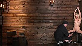 whoa check this big booty blonde getting hogtied and whipped hard 😈🔥