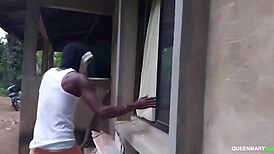 horny ebony neighbor spies on my wet pussy lips from her bed