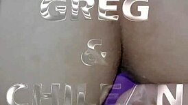 sexy filipina takes doggystyle double penetration from dick and vibrator in thong panties pov.