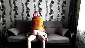 Slim russian cosplay beauty niki shu bends for young guy's deep sexy fuck