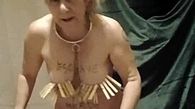 Bound french maid slut pisses chained in humiliation spanking bdsm torment