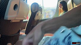 Pervert Flashes Dick on Bus Girl Grabs for Close-Up Jerkoff!