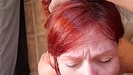 i met this naughty redhead who squirted cum all over her face after rough face fucking