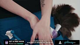 Housekeeper olivia madison caught spying on bosses' lesbian play with french subtitles