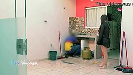 Thay Ksada Exits Shower In Nightgown For Delivery Boy