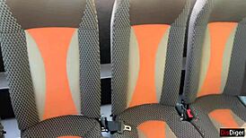 dude, you pull out your huge cock on this bus?? girl grabs it for deep handjob and swallow!