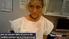 dr tampa's tanned nurse channy crossfire spreads shaved pussy for patient humiliation exam!