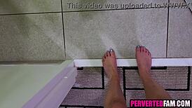 Stepdaughter's bold idea: making a taboo pov porn video with daddy deepthroat and fucking 😈