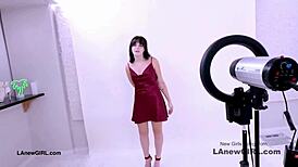 seduced shy brunette feels producer's touch in audition