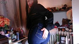 jeans hug her perfect ass for worship