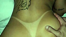 Kalena mitrak takes double penetration with dildo in ass and cock in pussy on bed.