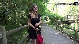 Eighteen-year-old lucie flaunts huge natural tits in debut casting interview blowjob