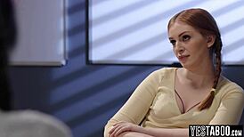 lesbian latina milf teacher seduces two petite redhead teen students for classroom threesome fuck