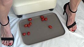 mature housewife tramples tomatoes barefoot fetish fun