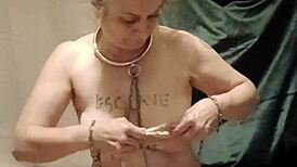 Bound french maid slut pisses chained in humiliation spanking bdsm torment