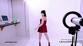 seduced shy brunette feels producer's touch in audition