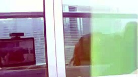 Busty redhead rips lingerie teasing huge tits big ass on public balcony