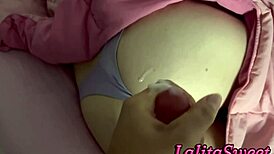 She squirts as I blast milk on her tight latina ass then ram her amateur pussy