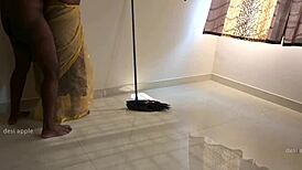 Indian maid strips and fucks her devar's thick cock wildly