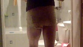 Tranny's Eager Home Masturbation with Shemale Ass Play