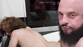 sexy ginger pawg nerd begs hung biker for rough backyard anal